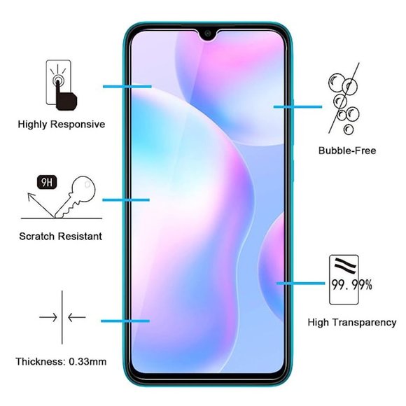 [3 Pack] Xiaomi Redmi 9A, Xiaomi Redmi 9C Screen Protector Tempered NWT - Picture 2 of 5